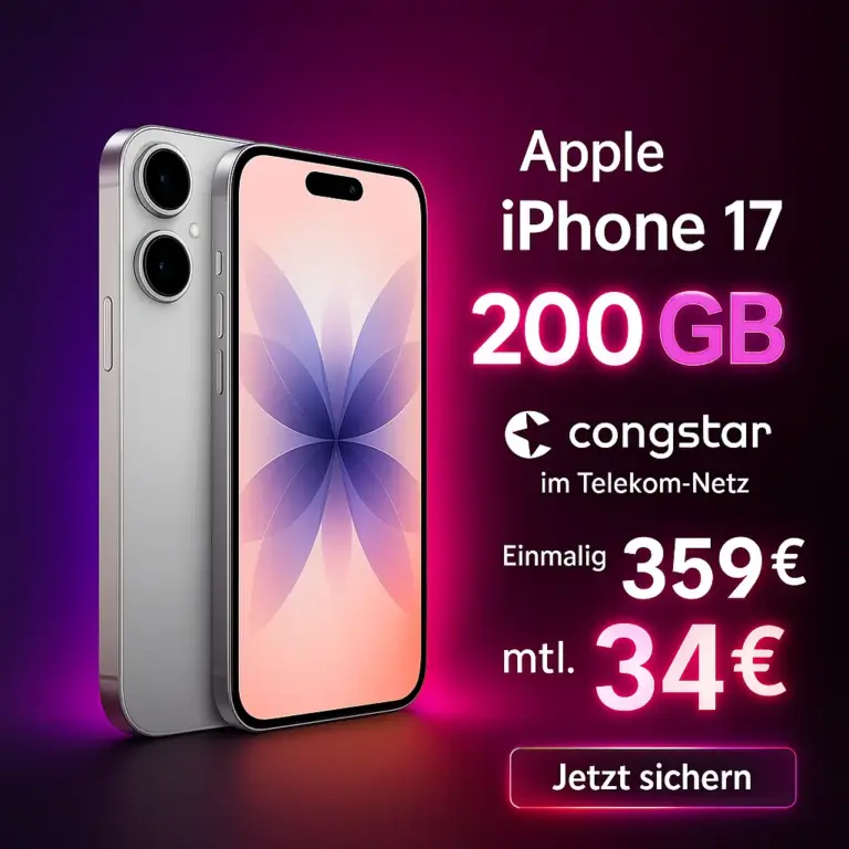 iPhone 17 256GB + 200GB Telekom eff. 9€ 📱