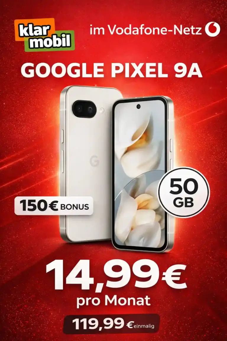 📱 Google Pixel 9a mit Vertrag ab 14,99€ | 50 GB 5G ✓