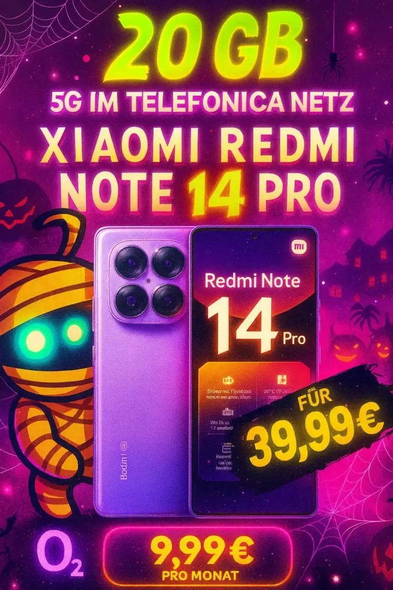 Redmi Note 14 Pro + 20GB o2 nur 39€ eff. 3,28€/M ⚡