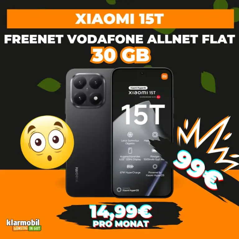 📱 Xiaomi 15T 256GB für 99€ | Vodafone 30GB 14,99€