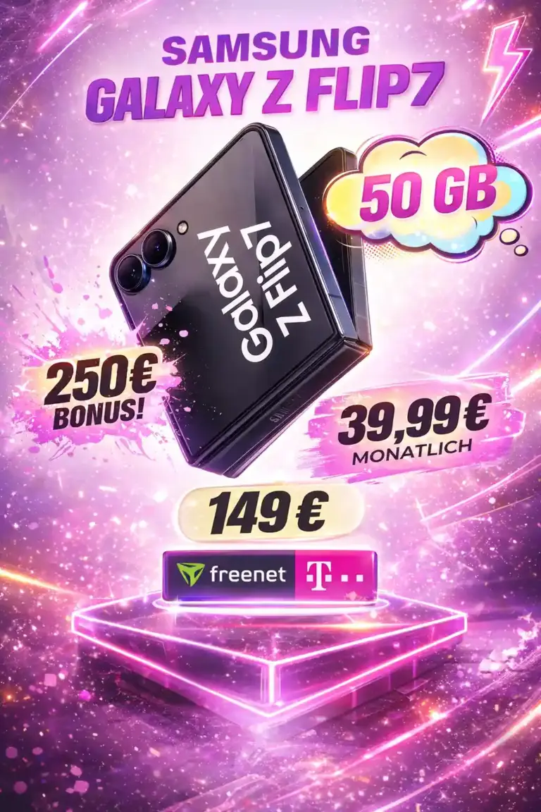 Galaxy Z Flip 7 + 50 GB Telekom-Flat für 39,99€ + 250€ Bonus