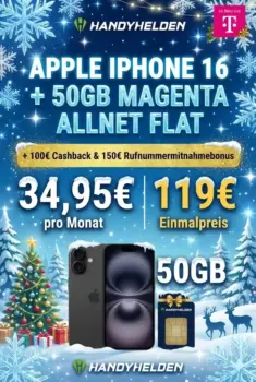 iPhone 16 + Telekom Magenta M 🔥 Effektiv nur 2,41 €/Mon.!