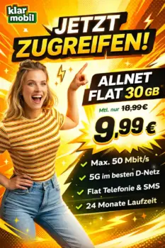 klarmobil Telekom 🔥 30 GB 5G ab 9,99 € mtl.