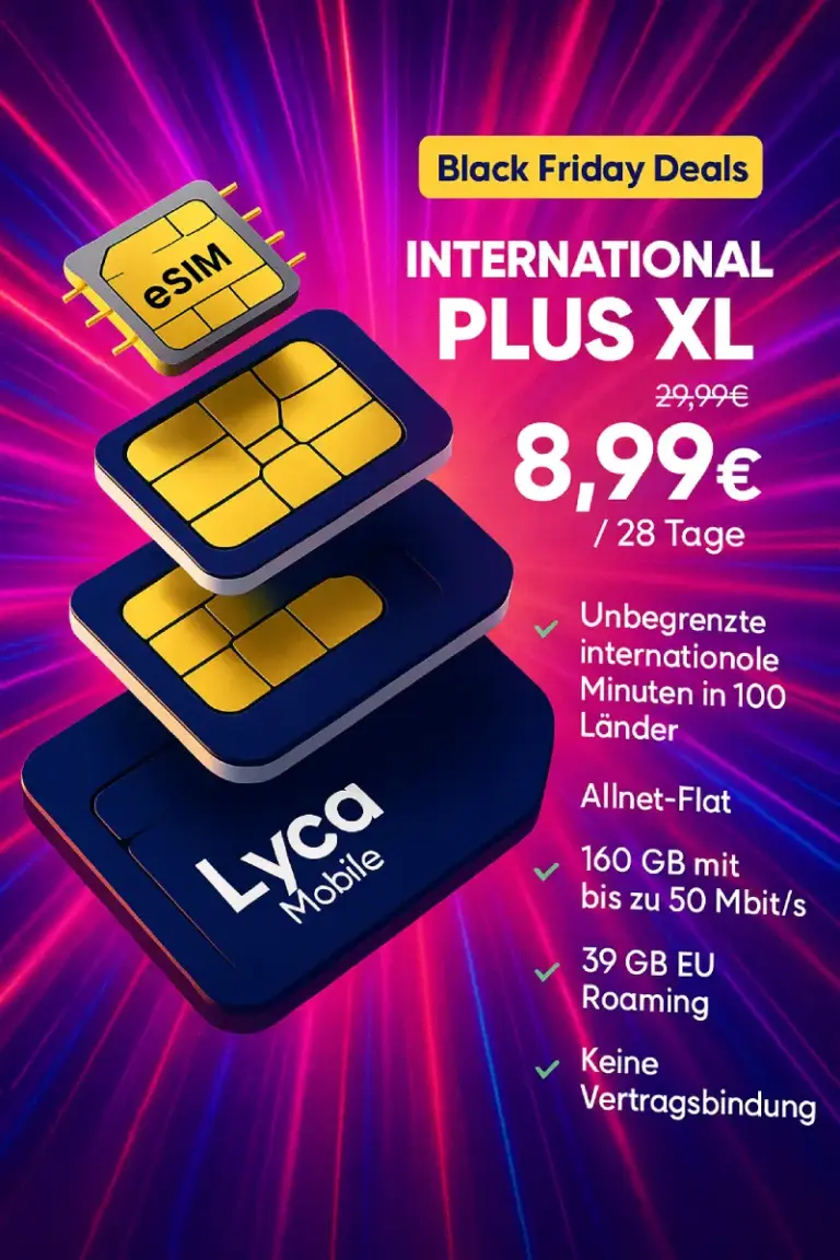 🔥 Lyca Mobile Black Week | 160GB 5G nur 8,99€ | o2 📱