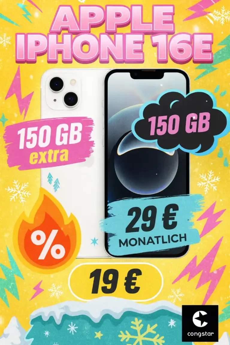 iPhone 16e für 19€ + 150 GB Telekom nur 5,58€/Monat 📱