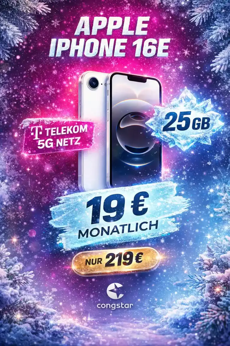 📱 iPhone 16e + 25 GB Telekom für eff. 5 Euro/Monat | Deal