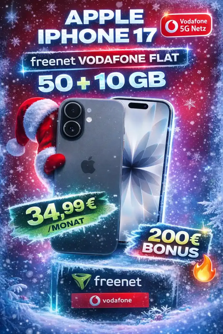 iPhone 17 + Doppelkarte für 299€ | 60 GB 5G | 34,98€ mtl.