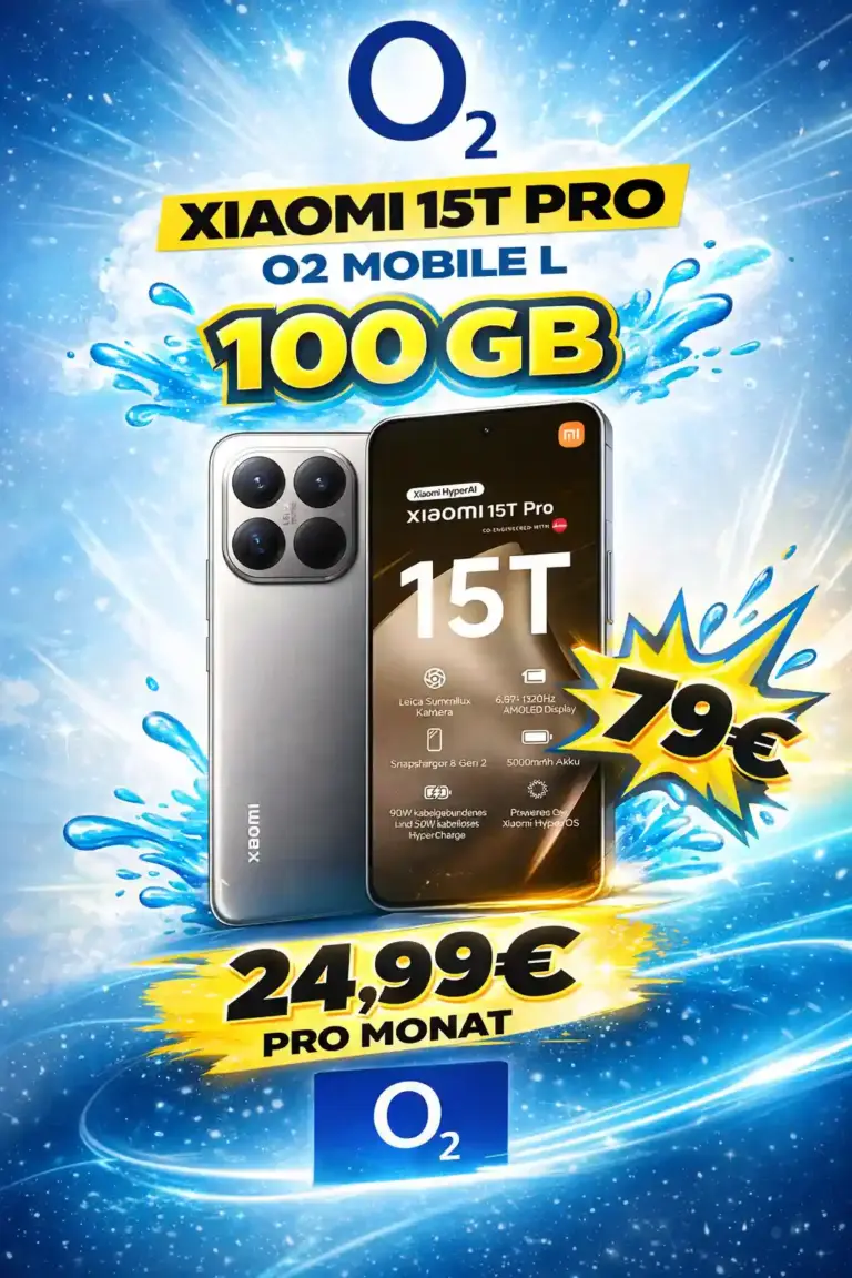 Xiaomi 15T Pro mit 100 GB 5G + ChatGPT+ für 24,99€/Mon