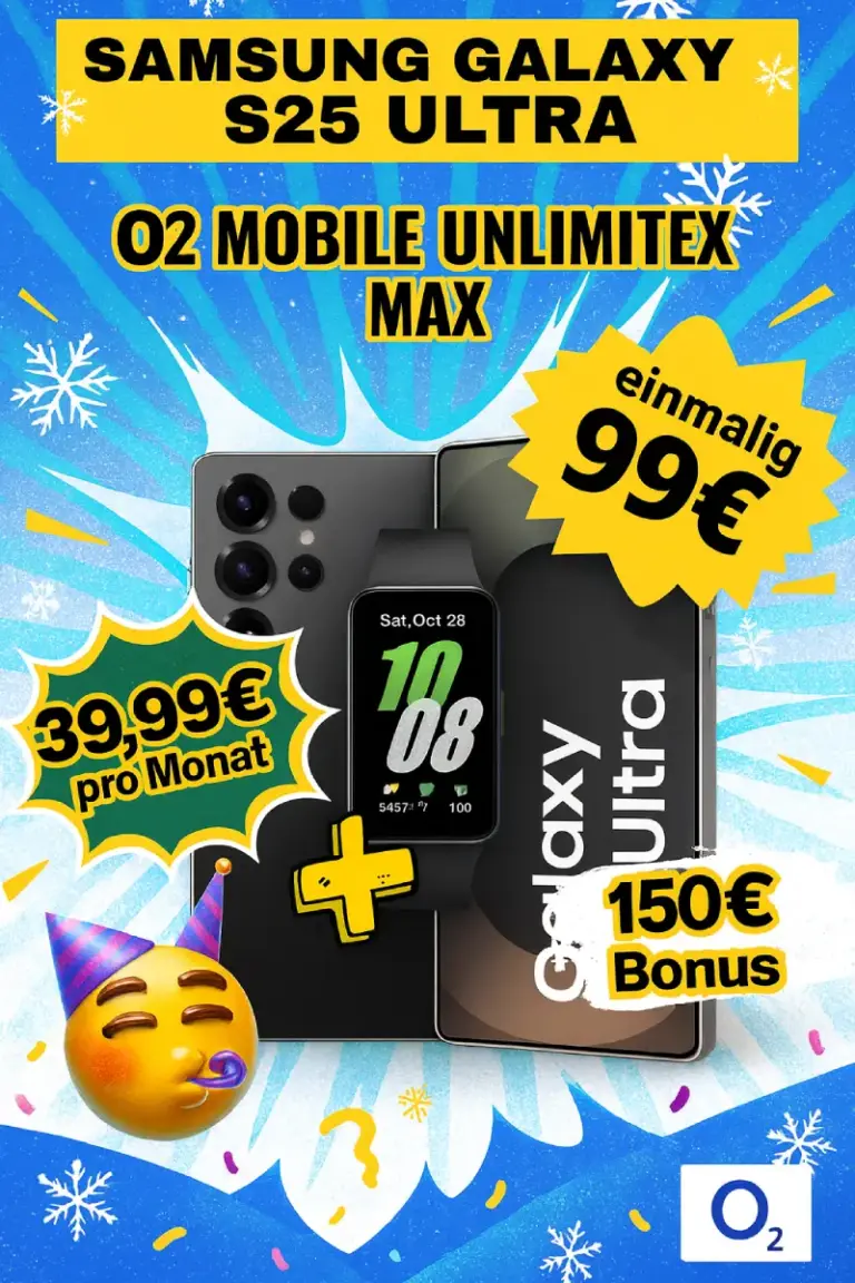 Galaxy S25 Ultra + o2 Unlimited eff. kostenlos ✔️ 58 € sparen