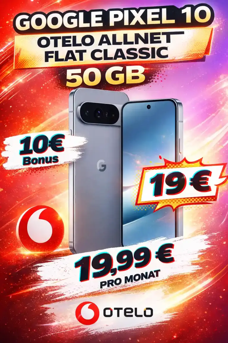 Pixel 10 für 19€ + 50 GB Vodafone für 19,99 €/Monat – MEGA