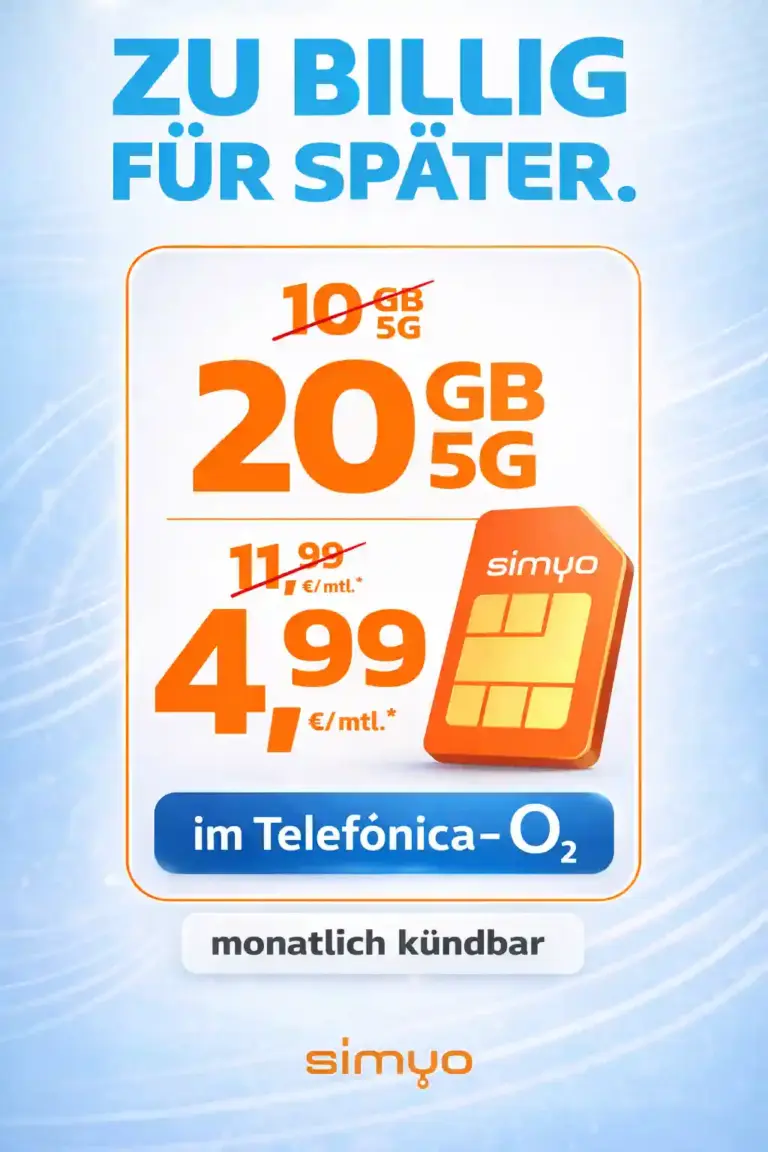 simyo Tarife 🔥 100 GB für 11,99 € | 20 GB ab 4,99 €