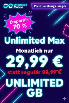 Unlimited Mobile 🔥 Echte Daten-Flat ab 17,99 € im 5G-Netz