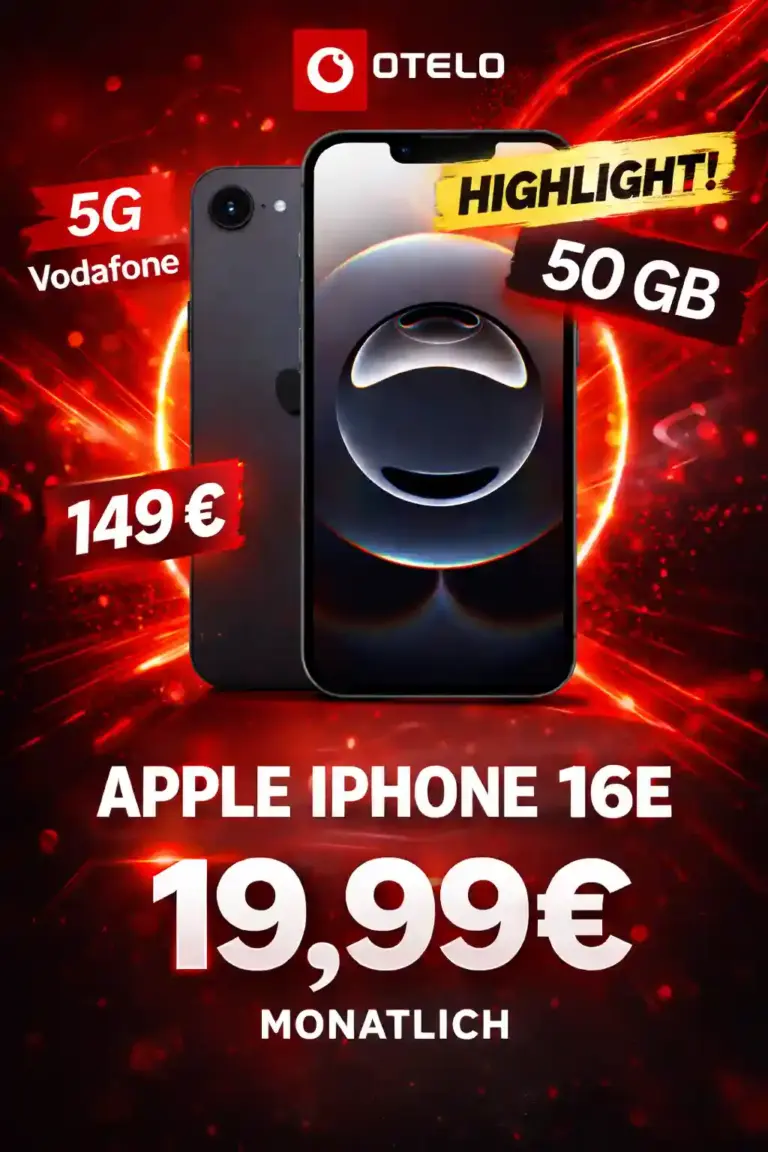 📱 iPhone 16e + otelo 50 GB für 19,99€ | Effektiv -3,26€