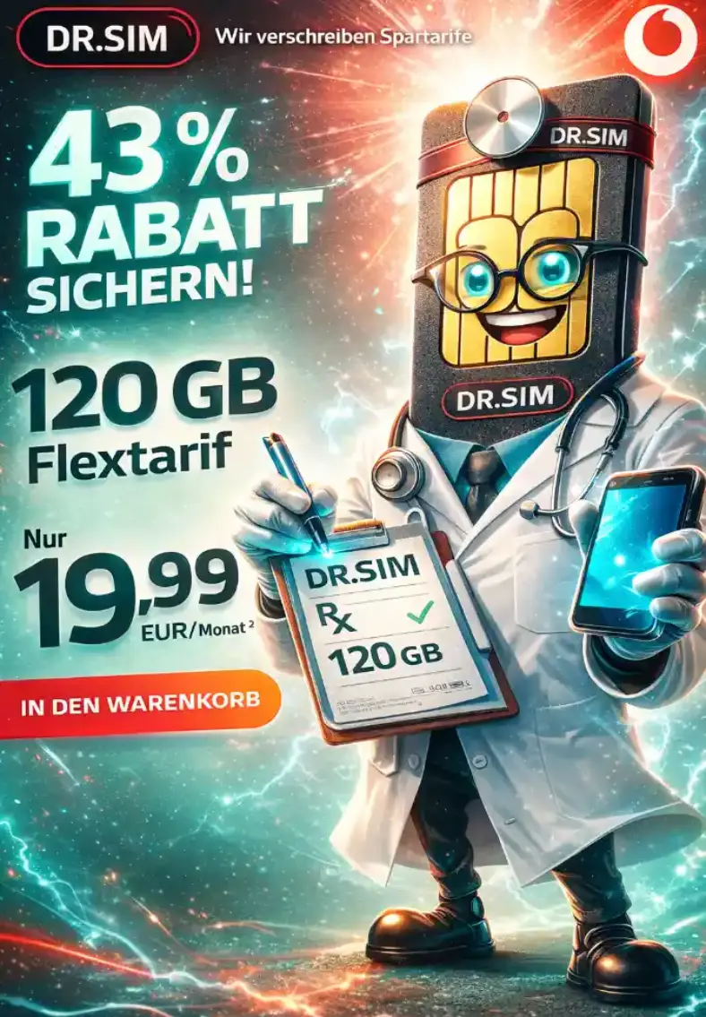 DR.SIM Tarife Vodafone: 30 GB 5G Allnet Flat ab 9,99 €