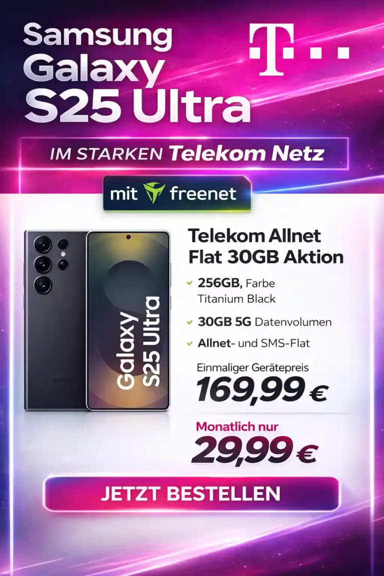 📱 Galaxy S25 Ultra + 30 GB Telekom ab 29,99€ | -0,80€/Mo