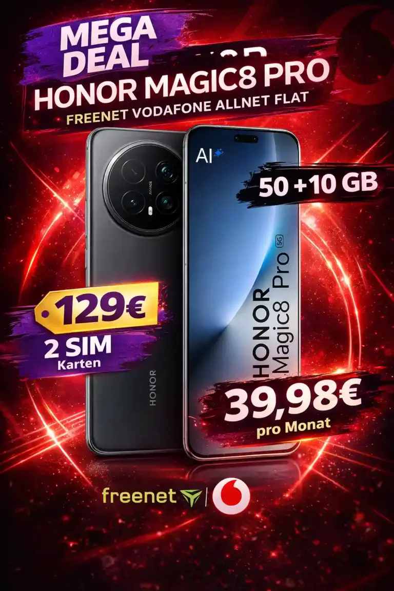 Honor Magic 8 Pro + Vodafone Doppelkarte für eff. -0,19 €/Monat