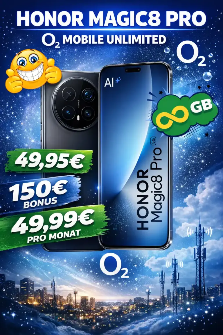 📱 HONOR Magic8 Pro + o2 Unlimited ab 49,99€ | Top-Deal ✓
