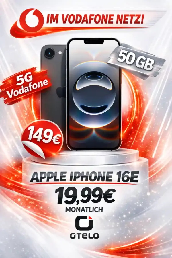 📱 iPhone 16e + otelo 50 GB für 19,99€ | Effektiv -1,18€