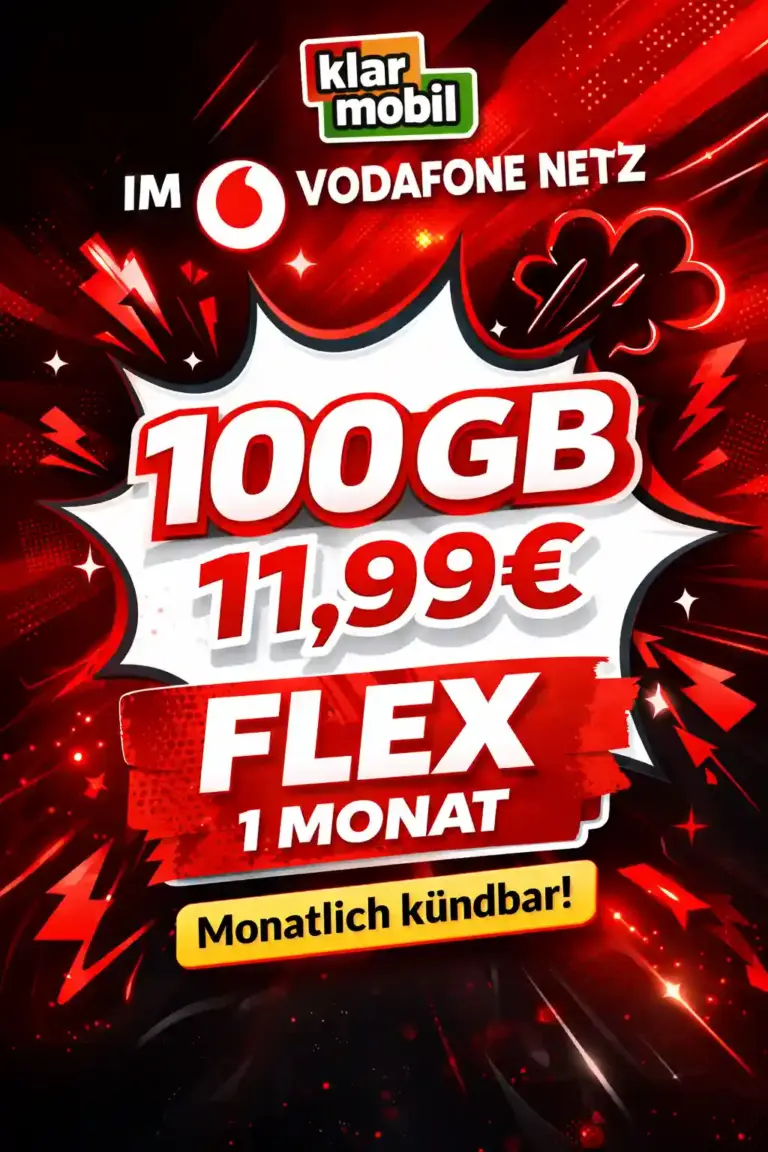📱 klarmobil 100 GB 5G für 11,99€ – monatlich kündbar ✓