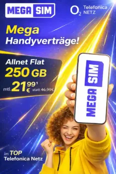 Mega SIM Tarife: 75 GB bis Unlimited 5G ab 19,99 €/Monat