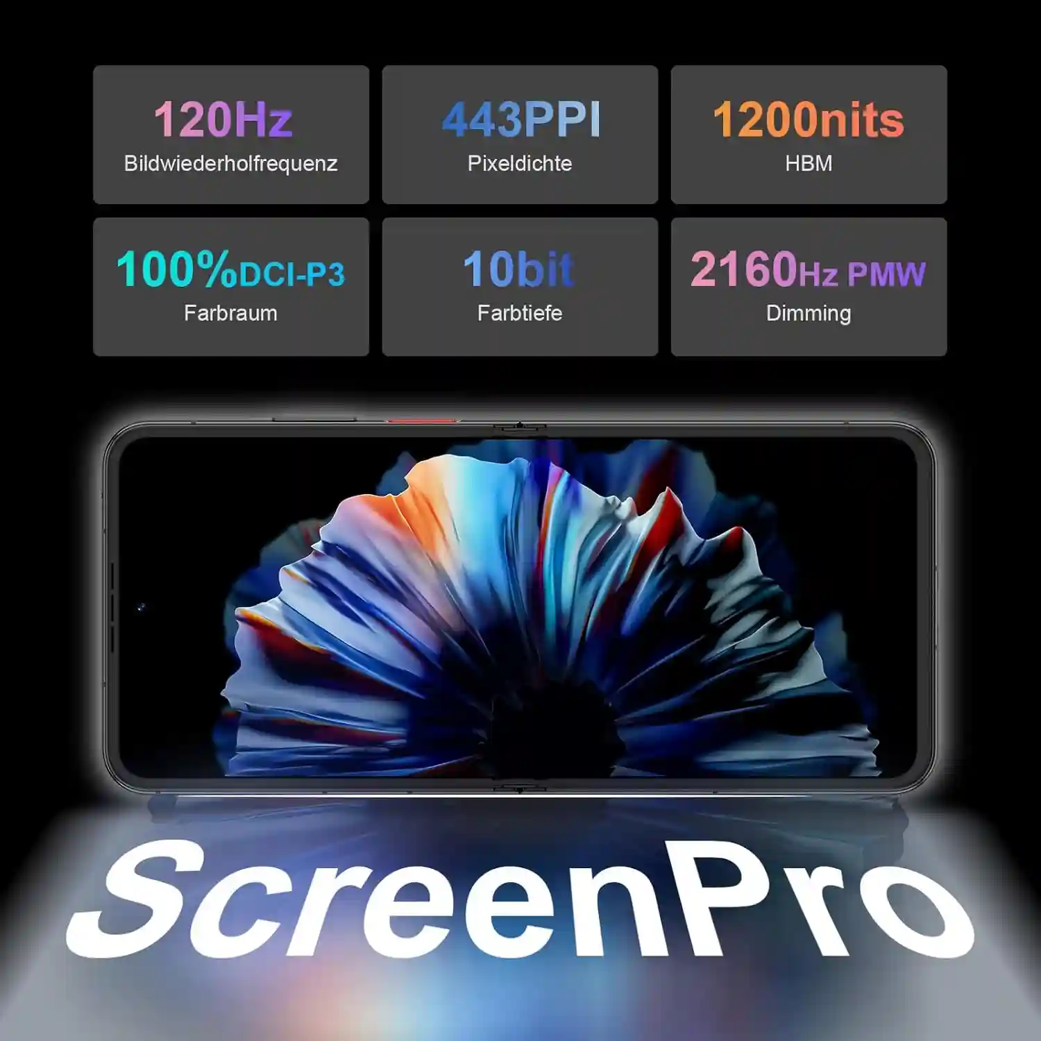 Nubia Flip 2 aufgeklappt mit 6,9 Zoll AMOLED Display und 3 Zoll Cover-Screen