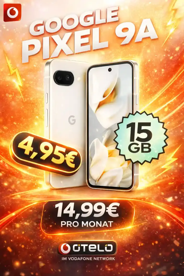 Google Pixel 9a für 4,95€ + otelo Go 15 GB für 14,99€