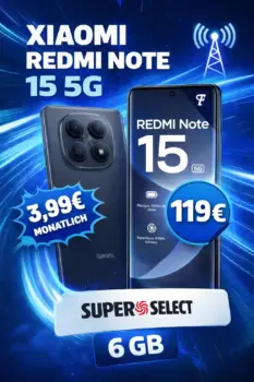 📱 Redmi Note 15 + 6 GB Flat für 3,99€ | Eff. -1,18€ ✓