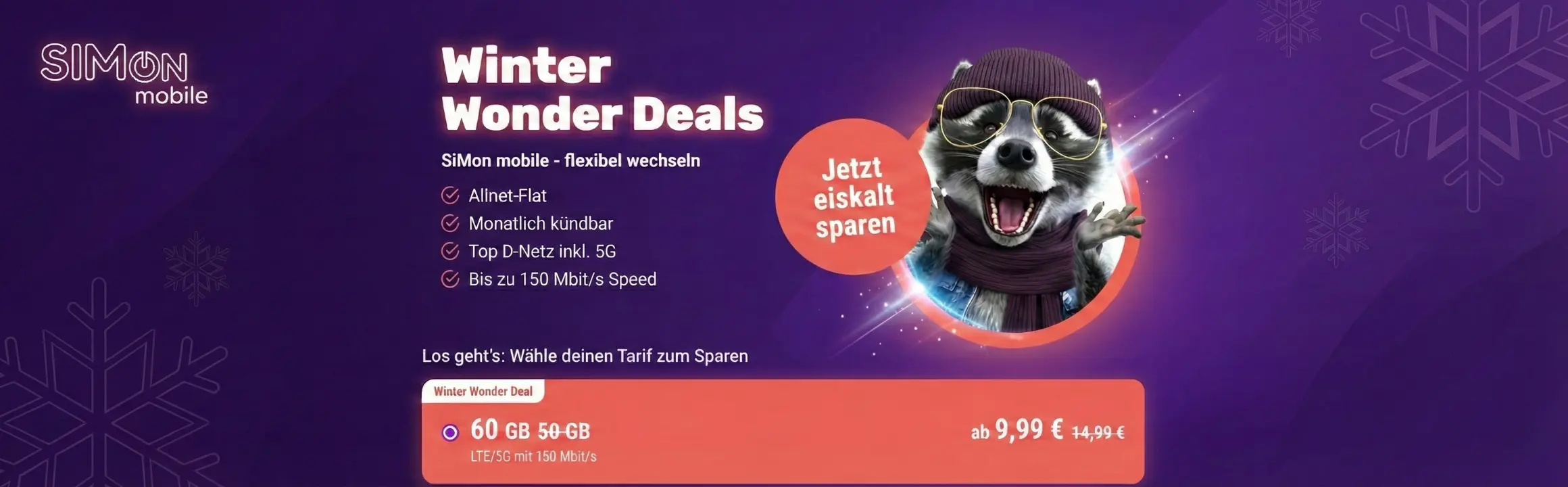 SIMon Mobile 60 GB Allnet Flat ab 9,99 EUR