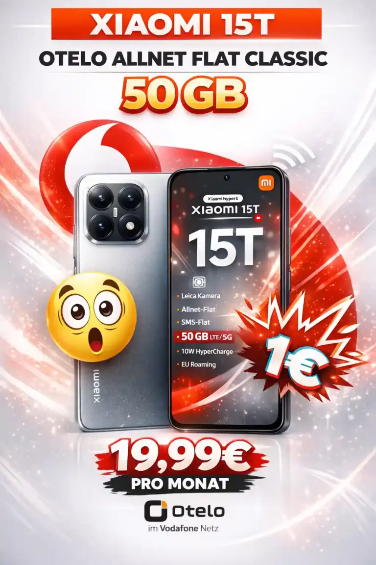 📱 Xiaomi 15T für 1€ + otelo 50 GB für 19,99€