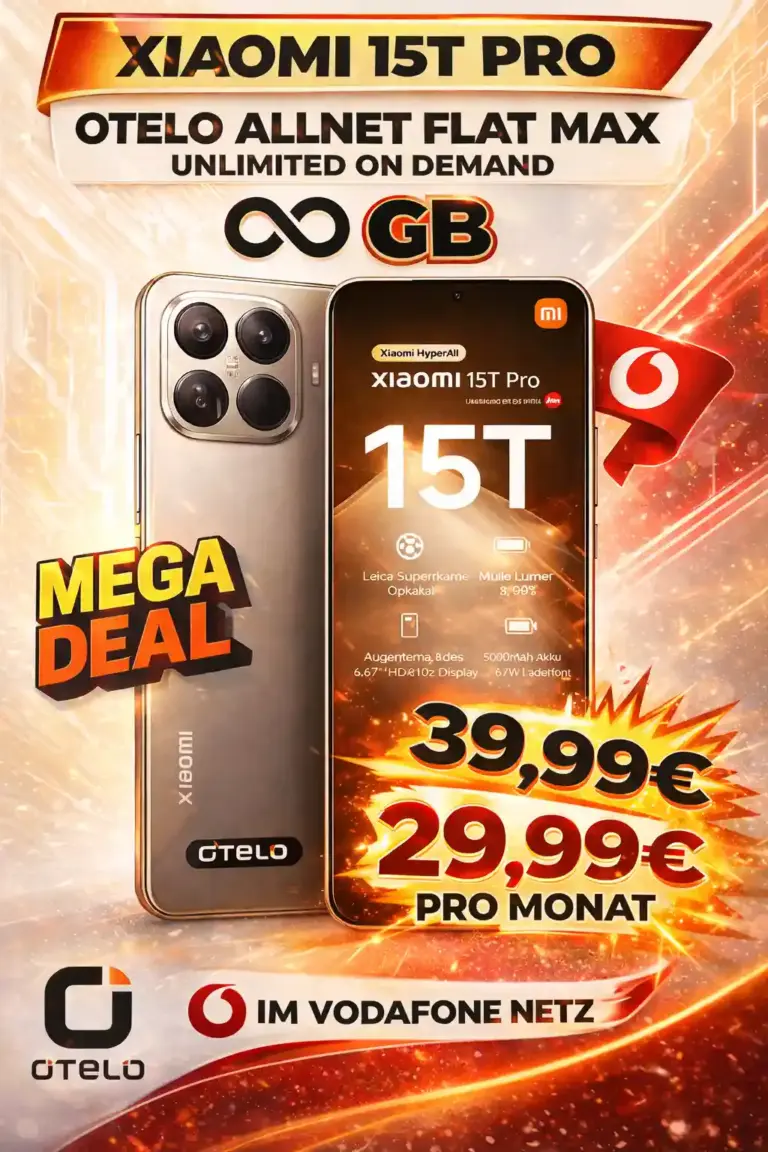 Xiaomi 15T Pro mit Unlimited Tarif für 29,99 €/Monat