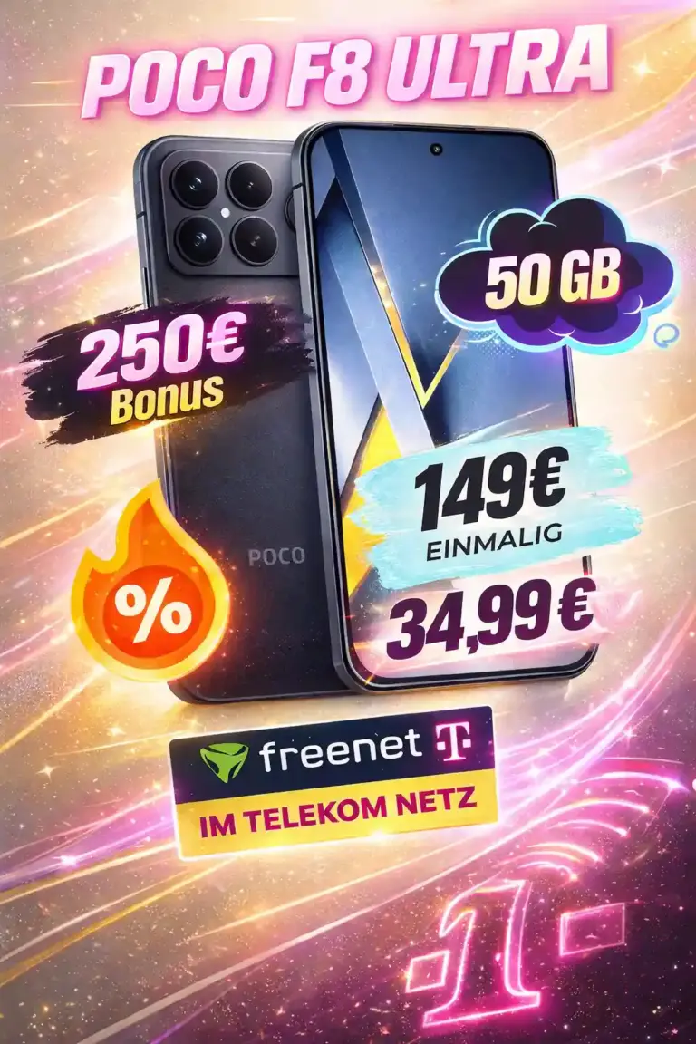 POCO F8 Ultra + 50 GB Telekom-Flat für 34,99€ + 250€ Bonus