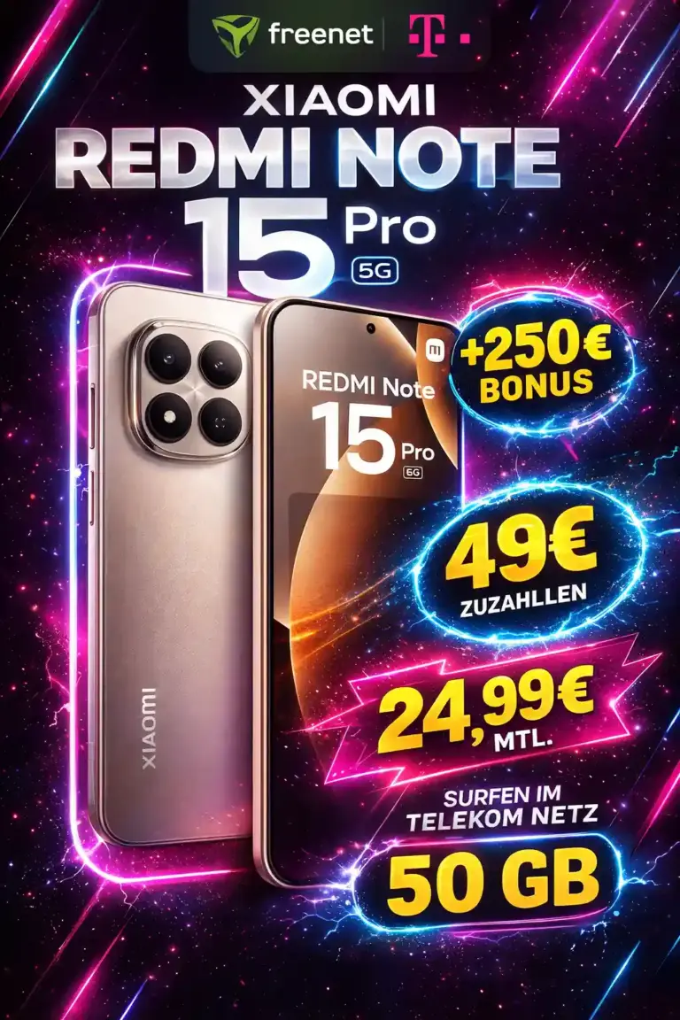 Redmi Note 15 Pro 5G + 50 GB Telekom für eff. 2,49 €/Monat