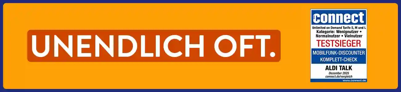 ALDI TALK Unlimited On-Demand Tarife: Testsieger im connect Mobilfunk-Discounter Check, unbegrenzt Daten nachbuchen