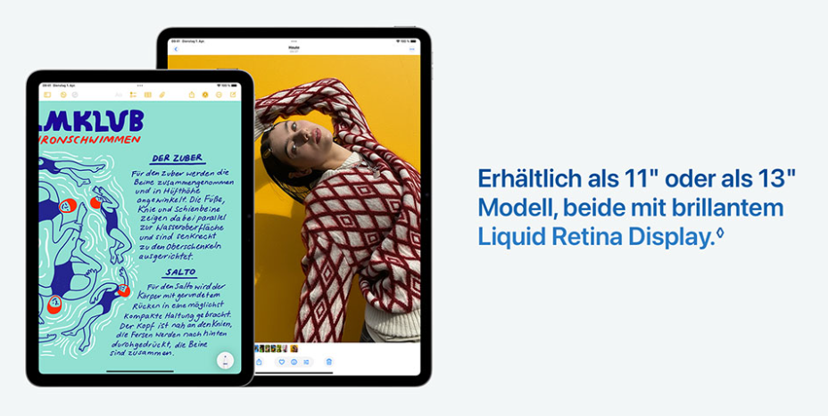 Apple iPad Air 2025 in 11 Zoll und 13 Zoll Größe