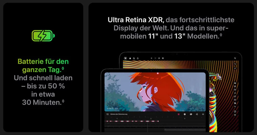 Apple iPad Pro 2025 Tandem-OLED Ultra Retina XDR Display mit 120Hz ProMotion