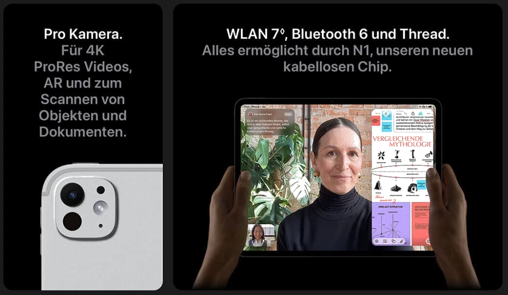 Apple iPad Pro 2025 Kamera-System mit LiDAR, WiFi 7 und Thread