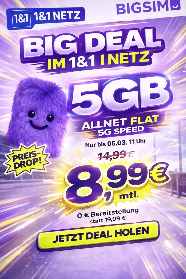 BIGSIM Tarife: 20 GB für 4,99€ | Unlimited ab 14,99€