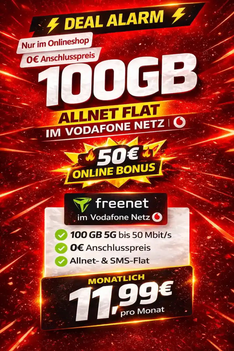 📱 Vodafone 100 GB 5G für 9,91€ eff. | 50€ Cashback