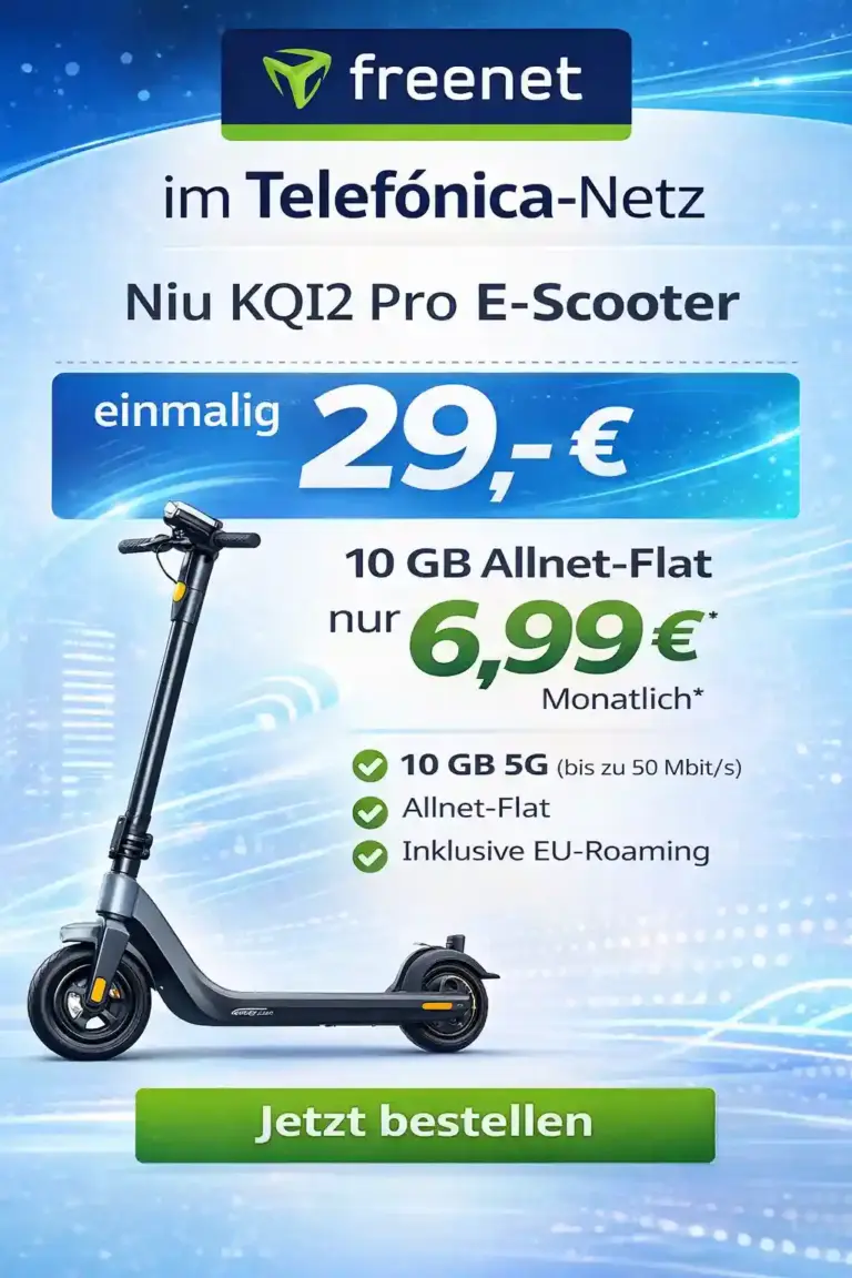 🛴 NIU KQI2 Pro E-Scooter mit 10 GB Flat für 6,99€
