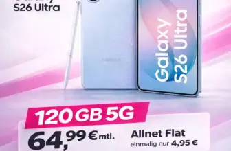 📱 Galaxy S26 Ultra + 120 GB Telekom-Netz effektiv -3 €