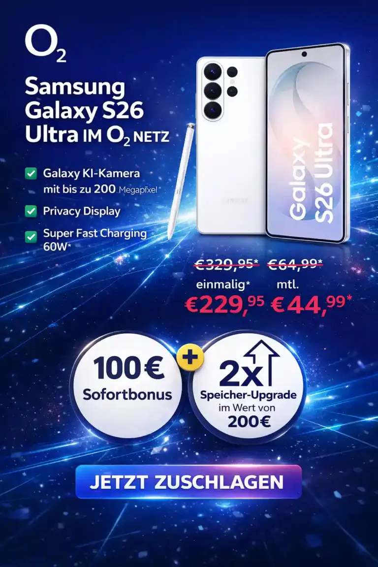 📱 Galaxy S26 Ultra + o2 Unlimited ✔️ eff. −12 €/Mo