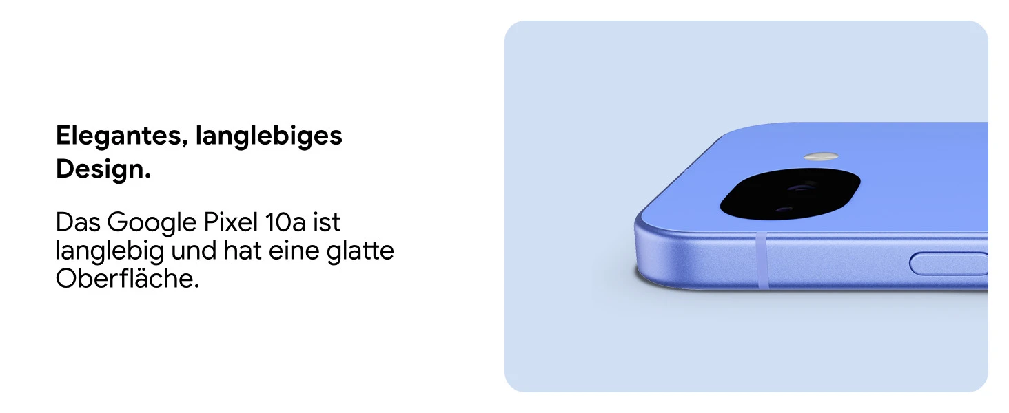 Google Pixel 10a Design in den Farben Lavender, Berry, Fog und Obsidian