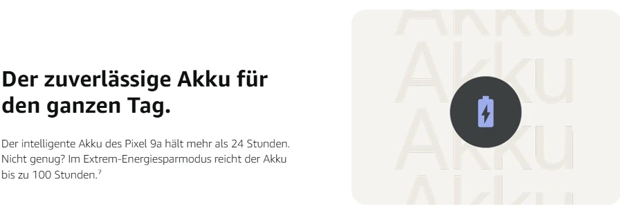 Google Pixel 9a Akkulaufzeit über 30 Stunden