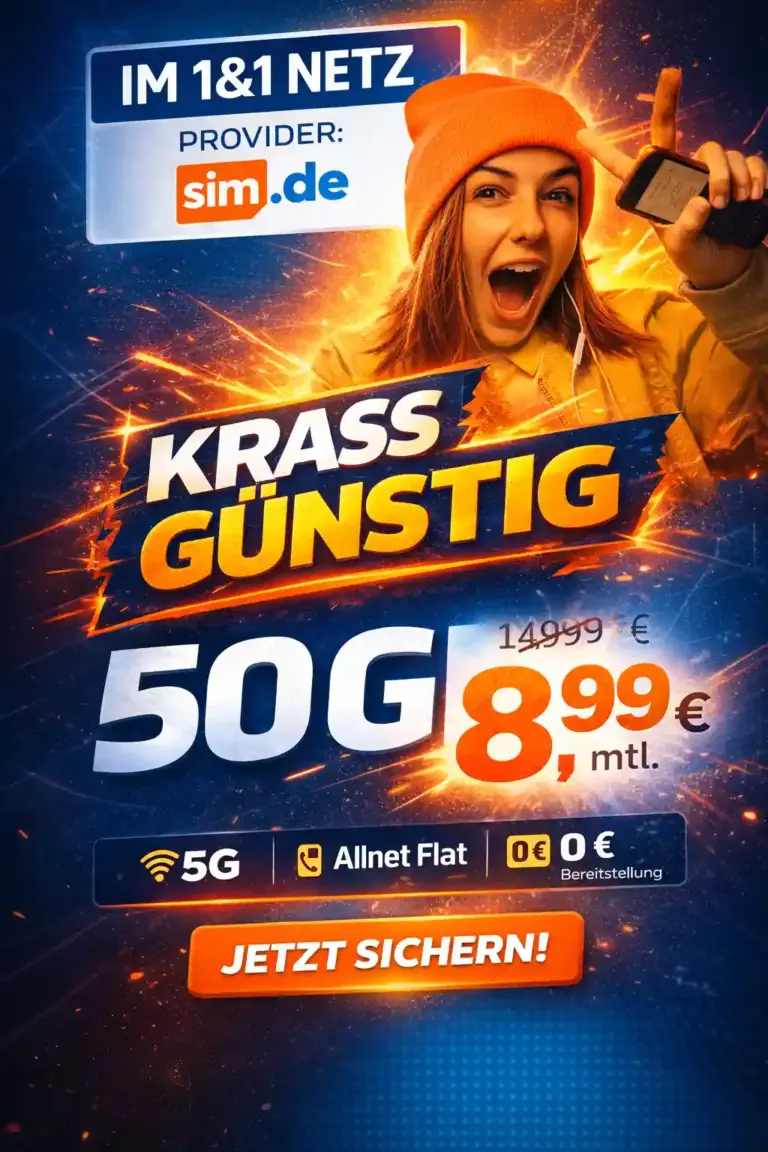 sim.de Tarife: 20 GB für 4,99€ | 50 GB nur 8,99€ im 5G