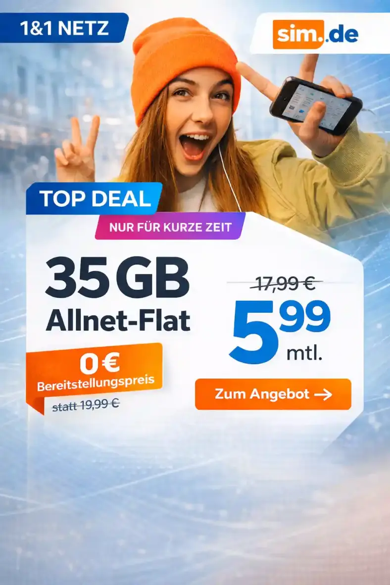 sim.de Tarife: 20 GB für 4,99€ | 35 GB nur 5,99€ im 5G