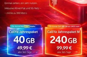 Vodafone CallYa Jahrespakete 2026 ✓ Bis 1.000 GB 5G ab 49,99 €