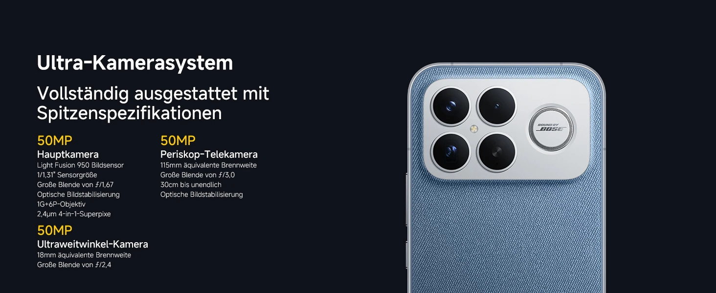 POCO F8 Ultra Triple-Kamera – 50 MP Hauptkamera mit 5-fach optischem Zoom
