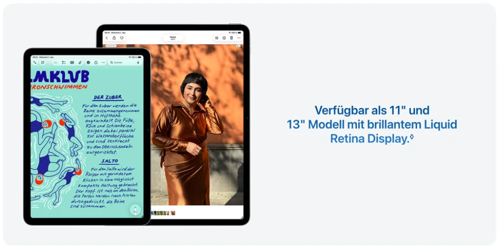 Apple iPad Air 2026 in 11 Zoll und 13 Zoll nebeneinander