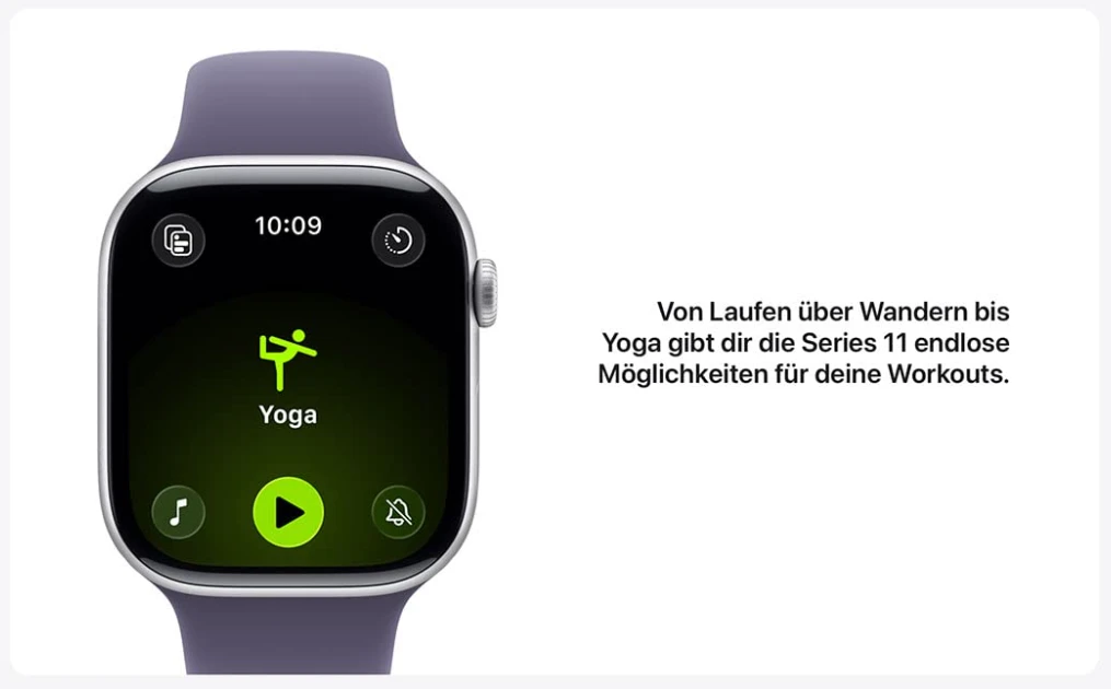 Apple Watch Series 11 beim Laufen mit Workout-Anzeige und Fitness-Tracking