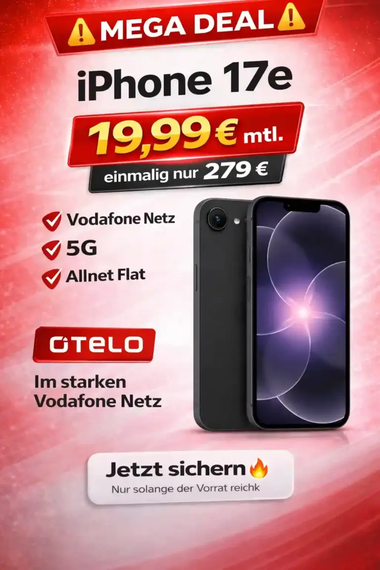 iPhone 17e für 279€ + otelo 50 GB für eff. 2,49 €/Mo